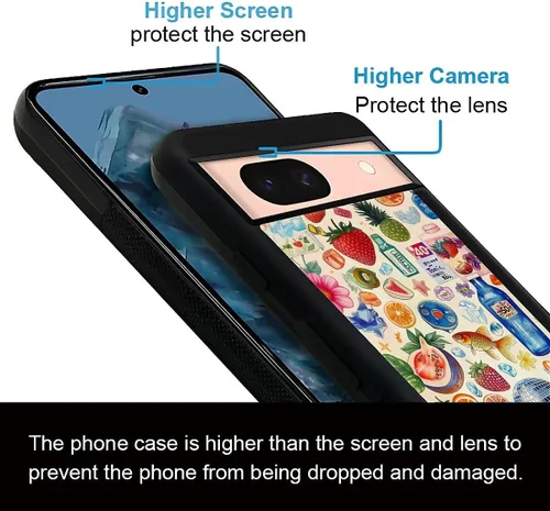 Vista 1404 de Compatible con Google Pixel 4A 5G Mobile Case Creative Acrylic Panel trasero Silicona Protección Grip especialmente diseñado para Google Pixel 4A 5G