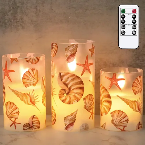 Vista 13 de Velas recargables de vidrio de hortensias sin llama con temporizador remoto, funciona con pilas, velas LED parpadeantes de cera real, decoración