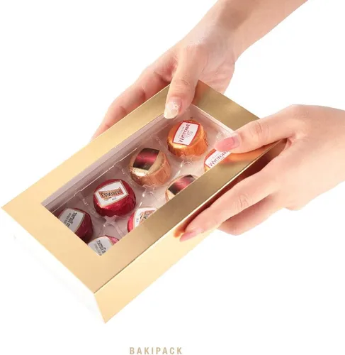Vista 4 de 20 cajas de trufas doradas, embalaje de caja de chocolate, cajas Dorado