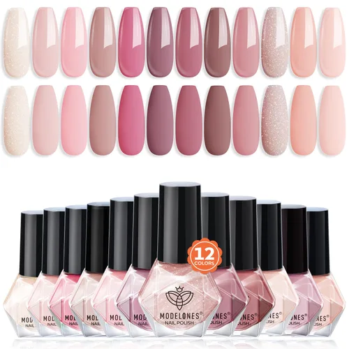 Vista 9 de modelones Juego de esmaltes de uñas de 12 colores, rojo burdeos, Año Nuevo 2025, juego de esmaltes de uñas champán dorado con purpurina rojo oscuro