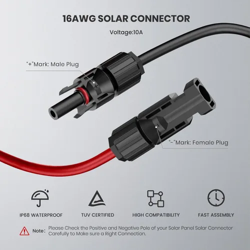 Vista 3 de Kit de conector solar universal 4 en 1, 16 AWG a Anderson XT60 DC7909 DC5521, cable de extensión solar, compatible con paneles solares y la mayoría