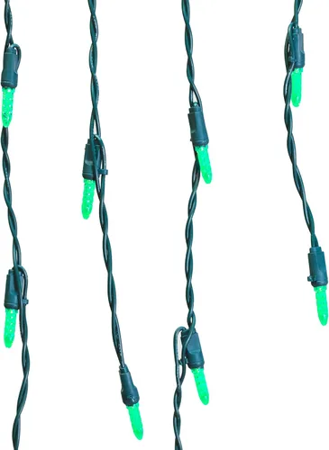 Vista 3 de Novelty Lights Luces LED de Carámbano Verdes, 15 Pies, 150 Bombillas LED M5 en 30 Colgantes con Espaciado de 6 Pulgadas, Colgantes de 12-32", Cable