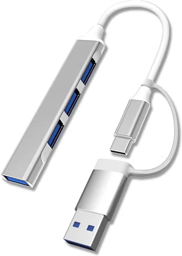 Vista 5 de Hub USB 3.0, concentrador USB de 4 puertos USB Splitter USB expansor para laptop, unidad flash, disco duro, consola, impresora, cámara, teclado