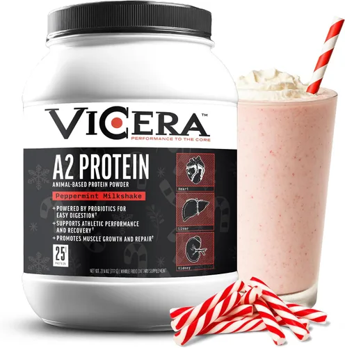 Vista 9 de VICERA A2 Polvo de Proteína, Leche de Chocolate, 25 G de Proteína por Porción, Mezcla Orgánica de A2/A2 de Suero y Caseína con Probióticos y Sal