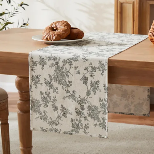 Vista 7 de Caminos de mesa de 100% algodón estilo pastoral francés, 13x36 pulgadas, caminos de mesa de granja negros de 36 pulgadas de largo, decoración