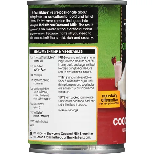 Vista 21 de Thai Kitchen Leche orgánica de coco sin azúcar, 13.66 fl oz