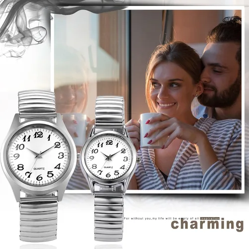 Vista 6 de Lancardo Reloj de pulsera con correa elástica para hombres y mujeres fácil de leer con esfera de números grandes reloj de correa elástica