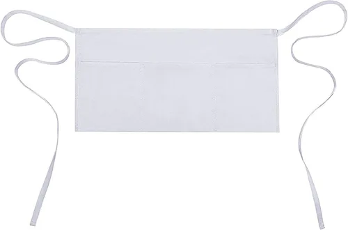 Vista 10 de AXKEUDO Delantal personalizado con bolsillos, delantales de cintura para camarera para cocinar en casa, restaurante, servir trabajo Azul