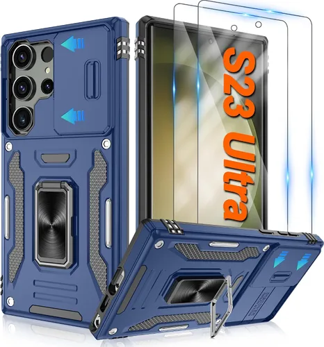 Vista 104 de Atump Funda para Motorola Moto G Play 2024 (4G) con [paquete de 2] protector de pantalla HD y cubierta para cámara deslizante, soporte de anillo