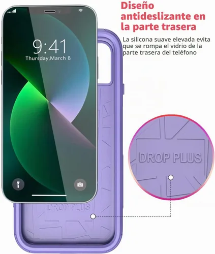 Vista 5 de Diverbox Funda para iPhone 13 [a prueba de golpes] [a prueba de caídas] [protector de pantalla de vidrio templado + protector de lente de cámara]