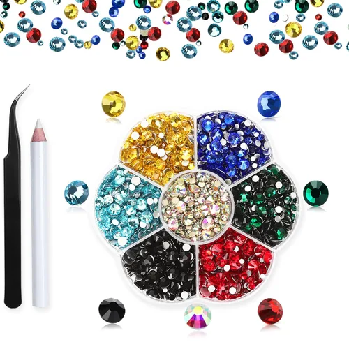 Vista 7 de Diamantes de imitación, 3150 piezas de gemas transparentes para uñas, joyas de cara plateada, gemas de ojo de dientes, diminutos diamantes de Cristal