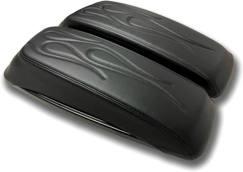 Vista 9 de 2014-2023 Fundas de tapa de alforja premium Flame para Harley Davidson Negro