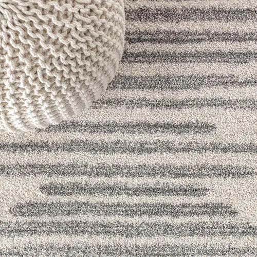 Vista 5 de JONATHAN Y Aya Berber - Alfombra de pasillo geométrica de rayas crema/gris, 2x8, contemporánea, moderna, fácil de limpiar, para sala de estar