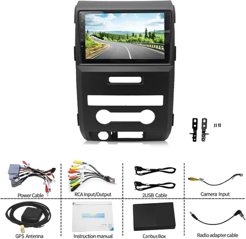 Vista 7 de Estéreo de auto doble DIN para Ford F150 2009-2014 con Carplay inalámbrico Android Auto, pantalla táctil HD de 9 pulgadas 2+32G Android 13 Receptor