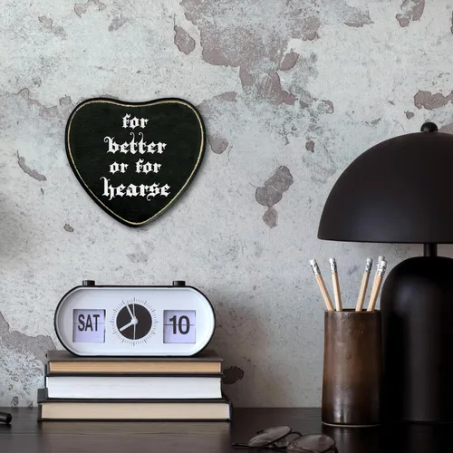 Vista 4 de Letrero de madera con forma de corazón gótico, para mejor o para fúnebre, arte de pared de madera gótico retro, decoración de placa de madera