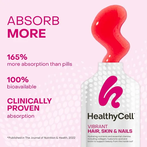Vista 3 de Healthycell Suplemento líquido diario vibrante para cabello, piel y uñas, suplementos de belleza con nutrientes hidratantes y vitaminas esenciales