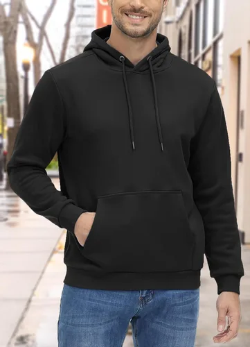 Vista 2 de BIYLACLESEN Sudadera con capucha para hombre, con forro polar suave, sudadera con capucha y bolsillos canguro