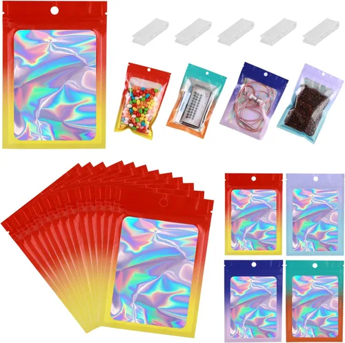 Vista 10 de 400 bolsas de Mylar resellables de 4 x 5 pulgadas, color negro, para almacenamiento de alimentos, bolsa resellable de Mylar con ventana transparente