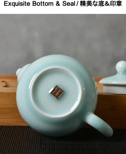 Vista 6 de Tetera Celadon, tetera de porcelana verde jade, utensilio de té de kungfu, ceremonia de té, 4 colores opcionales, (verde claro)