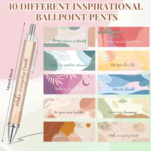 Vista 2 de Yeaqee 50 bolígrafos motivacionales a granel con diferentes citas inspiradoras para mujeres, regalos inspiradores, bolígrafos a granel