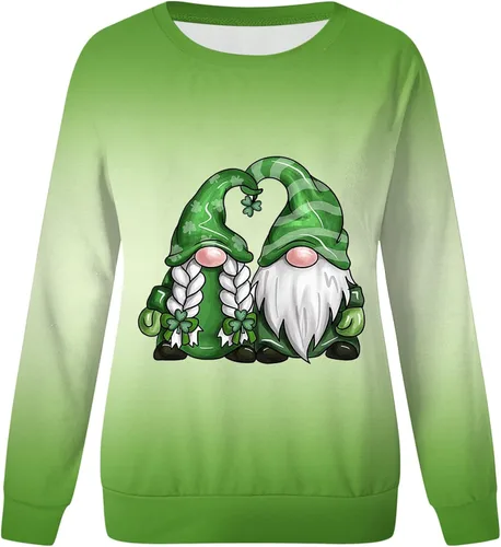 Vista 4 de Camiseta básica del día de San Patricio para mujer, camiseta de manga larga, sudadera