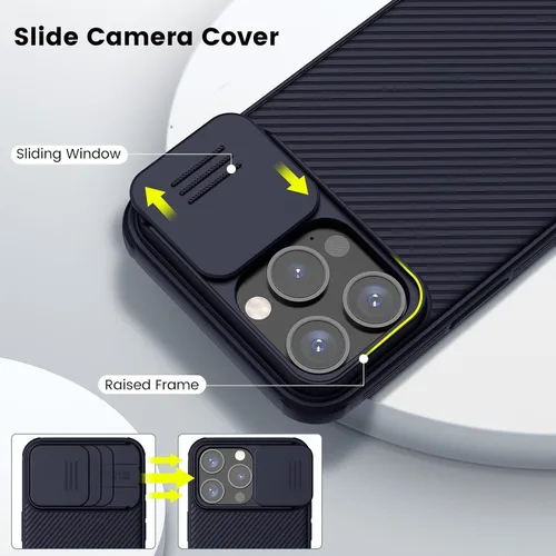 Vista 4 de Nillkin CamShield Pro - Funda magnética para iPhone 15 Pro Max, compatible con MagSafe, funda deslizante para cámara, color morado oscuro
