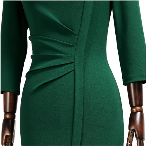 Vista 7 de AISIZE - Vestido ajustado retro con cuello en V, entallado y elasticado para mujer