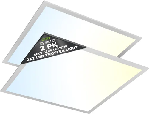 Vista 23 de OKQ - Lámpara LED de panel plano de 2 x 4 pulgadas, 5 CCT 3000K-6500K ajustables y 5 vatios seleccionables, 0-10 V regulable, luz de techo LED