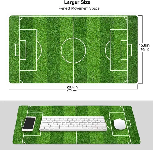 Vista 2 de Alfombrilla de escritorio grande para juegos con estampado de fútbol, alfombrilla de ratón grande para campo de fútbol
