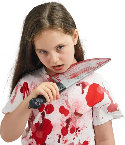 Vista 5 de Spooktacular Creations Cuchillo de plástico falso para Halloween, juguete de cuchillo falso, accesorio de arma de cuchillo para accesorios
