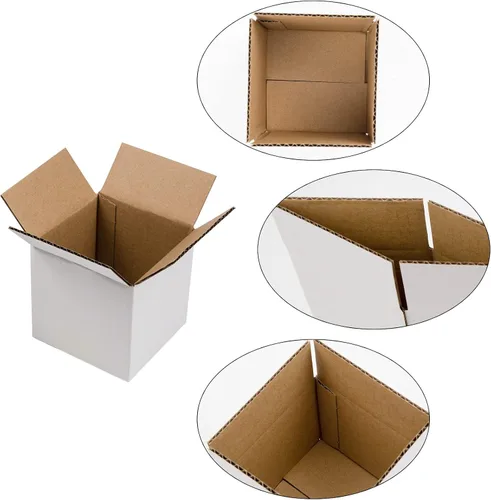 Vista 3 de SUNLPH Cajas de envío blancas de 4 x 4 x 4 pulgadas, cajas pequeñas de cartón corrugado, paquete de 25