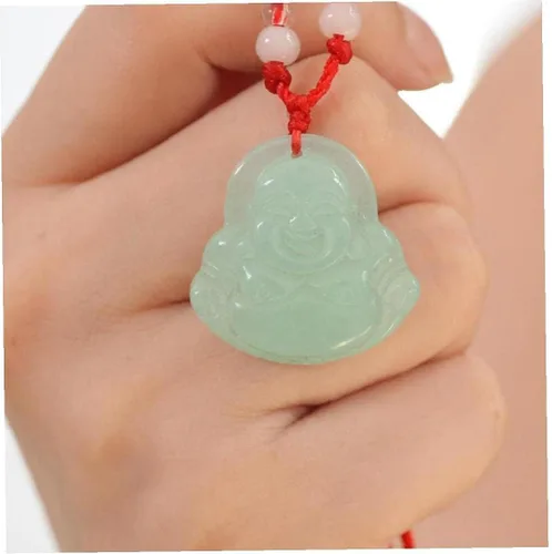 Vista 7 de Colgante chino Feng Shui Jade Piedra Lucky Charm Collar Dinero Buda Buda Collar de cuentas de diseño simple y sofisticado, Bambú, Jade