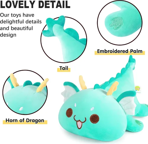 Vista 9 de Onsoyours Peluche de dragón gordito, adorable almohada de felpa suave para abrazar, lindo juguete de peluche Kawaii para niños
