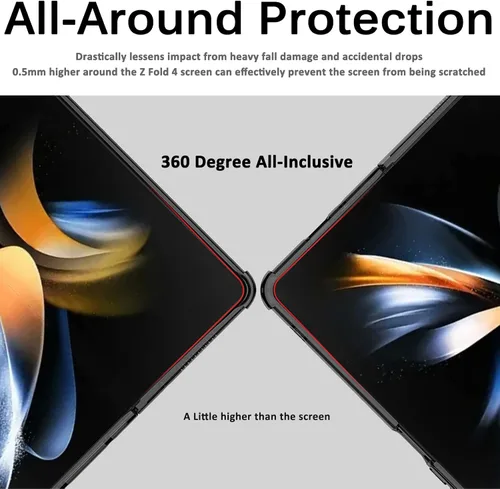 Vista 6 de Miimall Funda para Samsung Galaxy Z Fold 4 con protector de pantalla, carcasa protectora completa ultra fina, suave, a prueba de golpes, protector