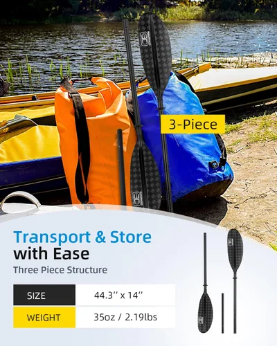 Vista 7 de Adjustable Carbon Fiber Kayak Paddle 86in/220cm to 94in/240cm Kayaking Oar for Adults with Paddle Leash 1 Paddle