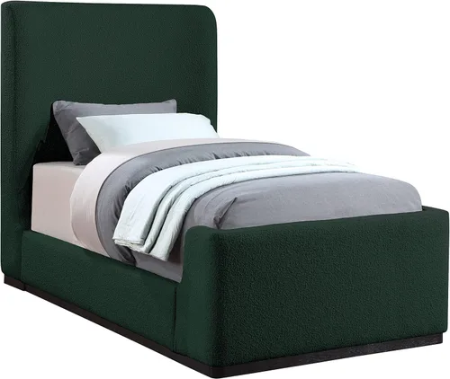 Vista 10 de Meridian Furniture OliverCream-T Colección Oliver Modern Cama individual tapizada de tela boucle contemporánea con acabado de cepillo de alambre