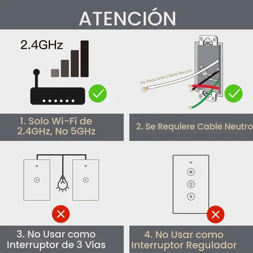 Vista 2 de Interruptor de Luz Táctil Inteligente WiFi de Pared con Panel de Vidrio, Control Remoto Inalámbrico por Aplicación Móvil desde Cualquier Lugar