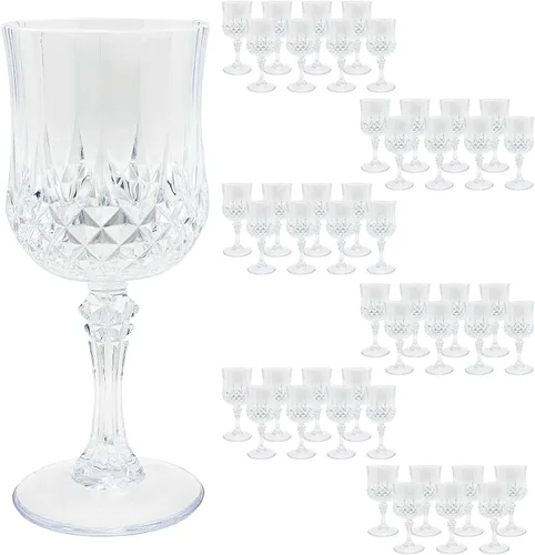 Vista 11 de 24 piezas de copas de vino de plástico negro, copas de vino de plástico reutilizables, copa negra tipo cáliz, vasos duraderos y resistentes que se