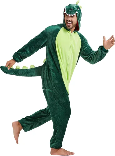 Vista 4 de QUCH Disfraz de una sola pieza para adultos, disfraz unisex de animales para adultos, disfraz de Halloween, enterizo para adultos, pijama