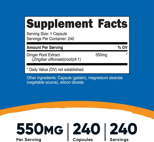 Vista 2 de Nutricost Extracto de raíz de jengibre 550 mg, 240 cápsulas (2 botellas)