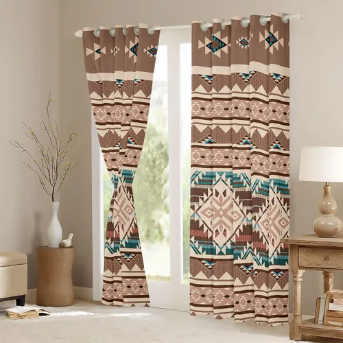 Vista 3 de Cortinas y cortinas occidentales de 76 x 45 pulgadas, cortinas aztecas, exóticas, nórdicas, bohemias, opacas, tribu india, geometría, étnica