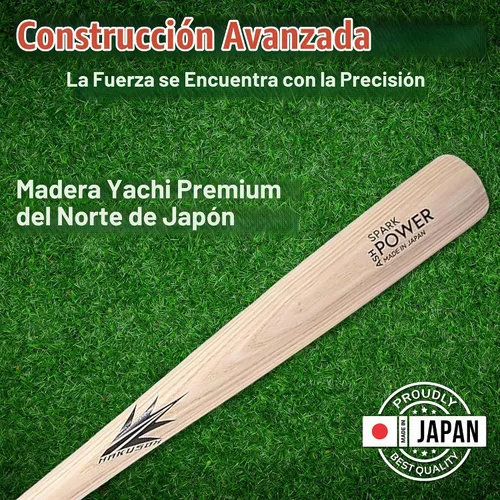 Vista 6 de Bate de béisbol Equipo de bateo de madera de fresno sin pintar Spark Power Hecho en Japón