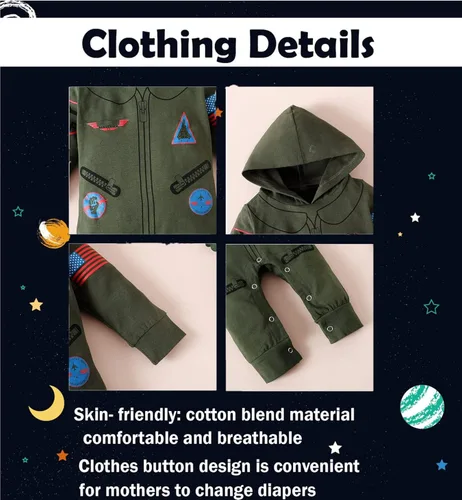 Vista 3 de Singcoco Disfraz de bebé niño y niña, traje de recién nacido, ropa de uniforme