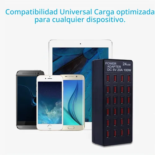 Vista 8 de Estación de carga USB de 24 puertos de 100 vatios (20 A), cargador rápido de escritorio para el hogar, múltiples cargadores, adecuado para hoteles