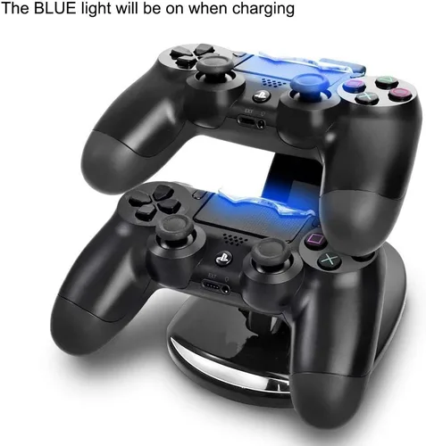 Vista 2 de Megadream Dual USB estación de carga, cargador, para controlador de Playstation 4 PS4 PS4 Pro PS4 Slim