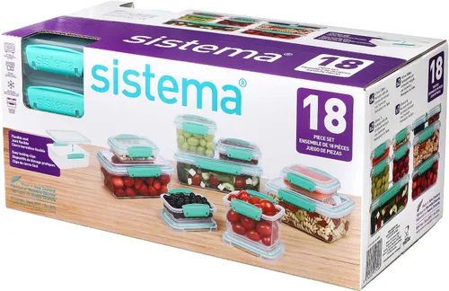 Vista 10 de Sistema KLIP IT Rectangular Collection Recipiente de almacenamiento de alimentos, 33.8 onzas/1.0 L, transparente/azul, 3