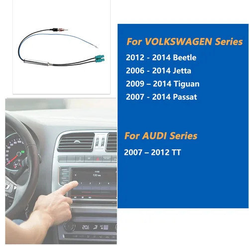 Vista 7 de Anina Adaptador de antena de radio doble doble Fakra para 2004-UP VW Volkswagen Audi Skoda Aftermarket GPS Navegación estéreo unidad principal