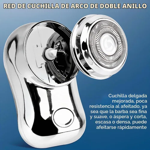 Vista 9 de Mini máquina de afeitar eléctrica portátil, maquinilla de afeitar Plateado