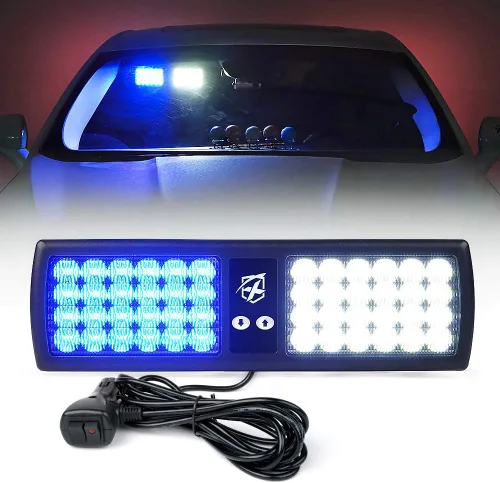 Vista 17 de Xprite - Luces estroboscópicas Amber de 48 LED para visor, luces interiores de parabrisas y protector solar, luces de advertencia de peligro
