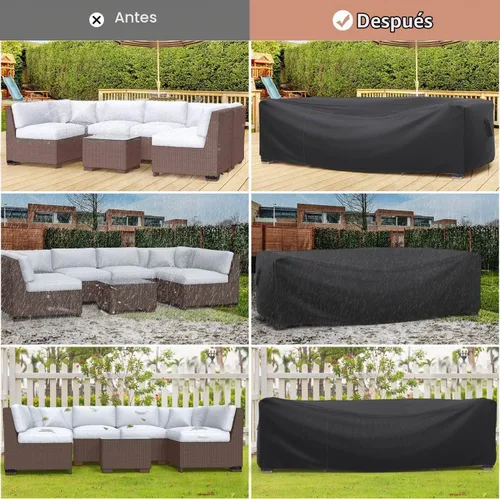 Vista 7 de Mrrihand Funda para Juego de Muebles de Patio Impermeable, Funda para Juego de Sofá Seccional de Exterior de Servicio Pesado 600D Funda para Juego
